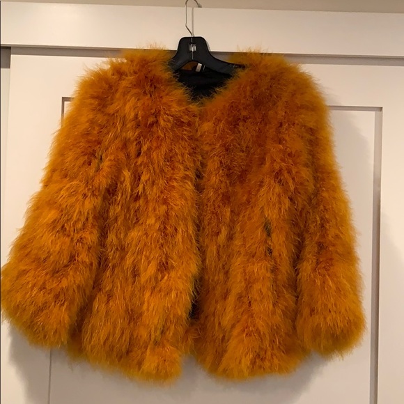 Topshop Jackets & Blazers - Topshop Orange Faux Fur Coat